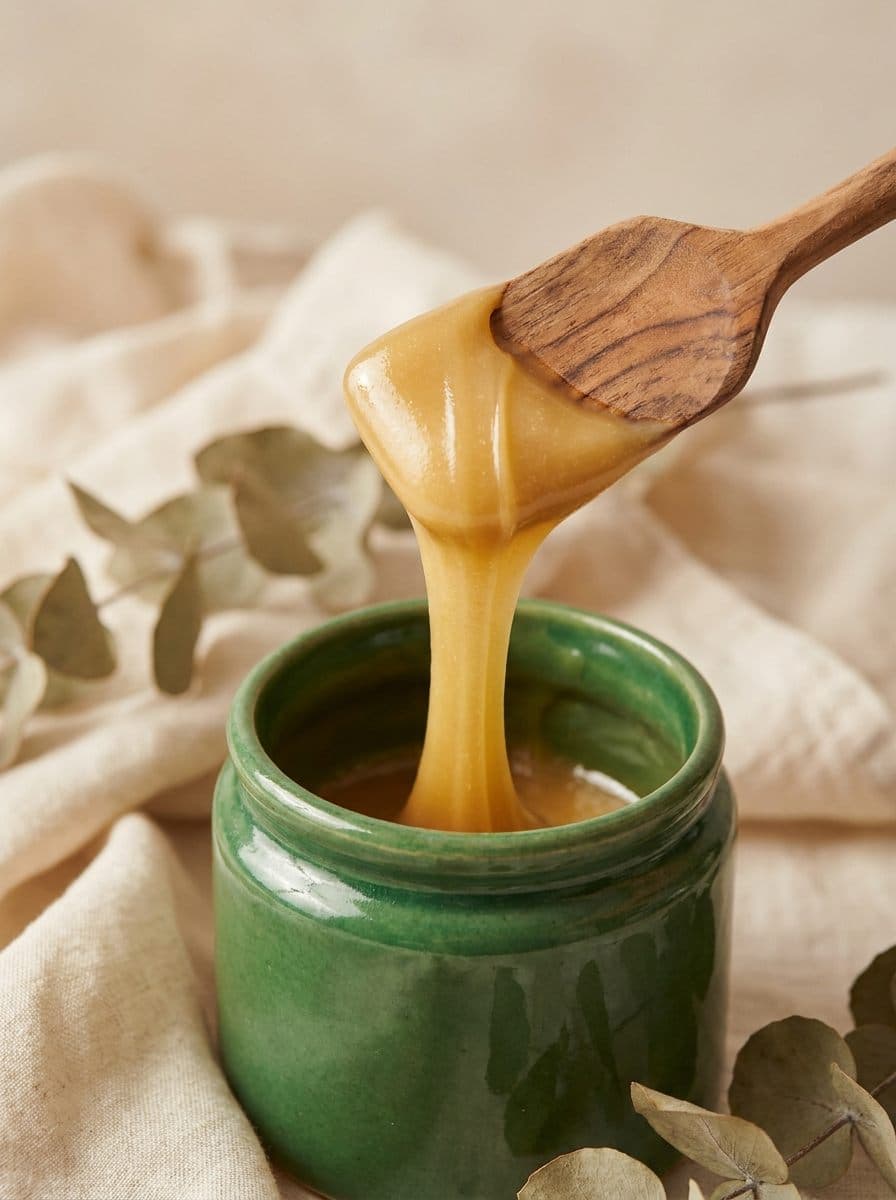 Warm wax pot with wooden spatula in the waxing room